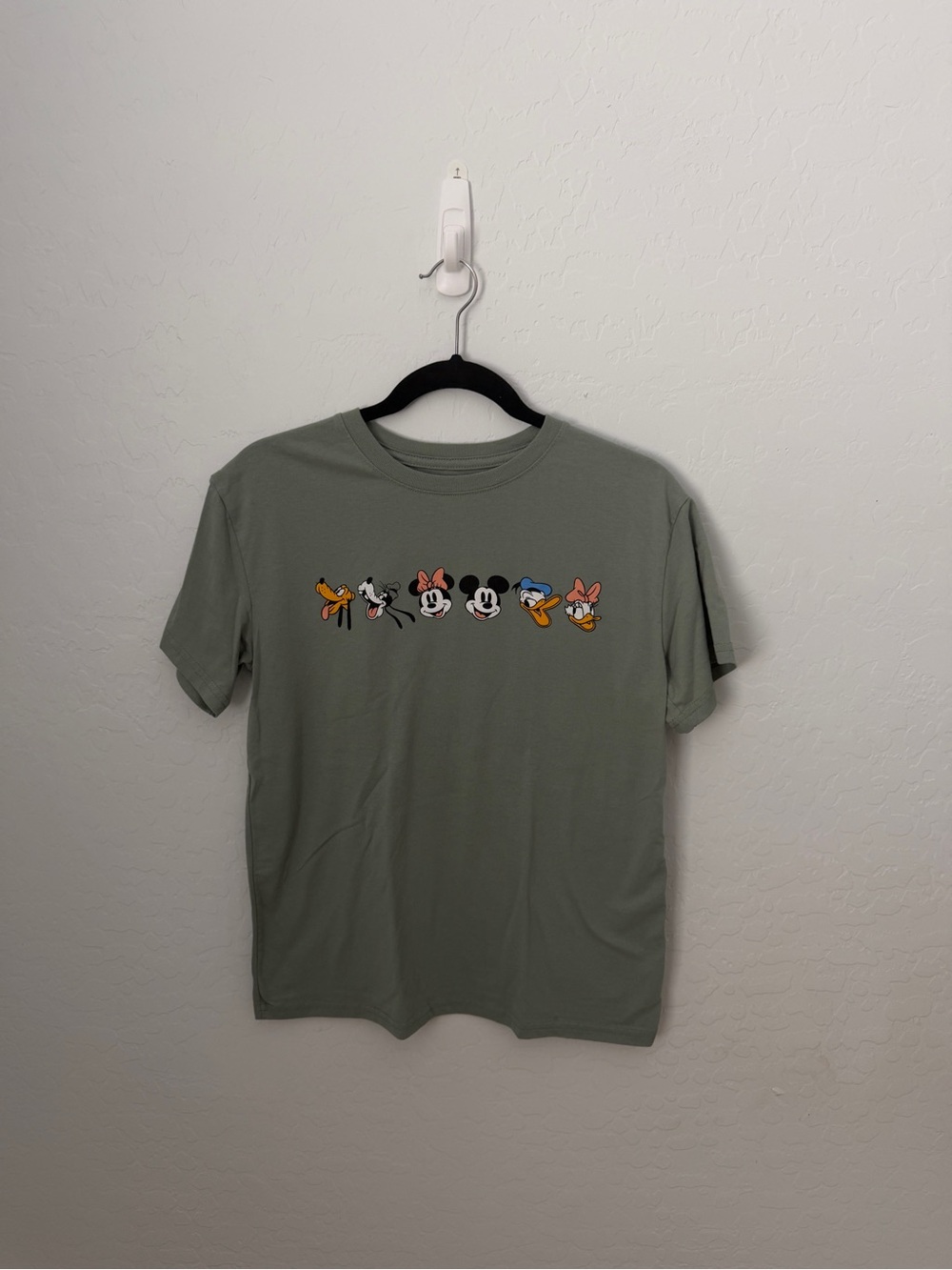 Disney Olive Green Short Sleeve Tee with Classic Character Faces
